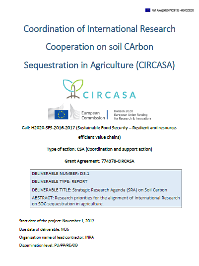 Cover of "Strategic Research Agenda (SRA) on Soil Carbon"