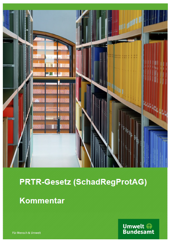 Cover of the Publication "PRR_Gesetz (SchadRegProtAG). Kommentar". Cover photo: Aisle between two rows of bookshelves towards a window