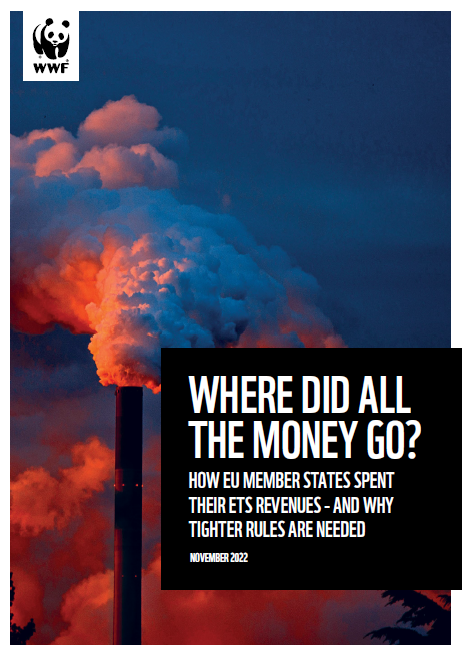 Cover of the report "Where did all the money go? WWF report analyses how Member States spent their ETS revenues"