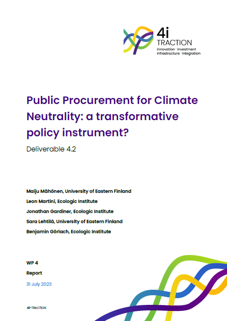 Cover of the 4i-TRACTION report "Public Procurement for Climate Neutrality: a transformative policy instrument?"