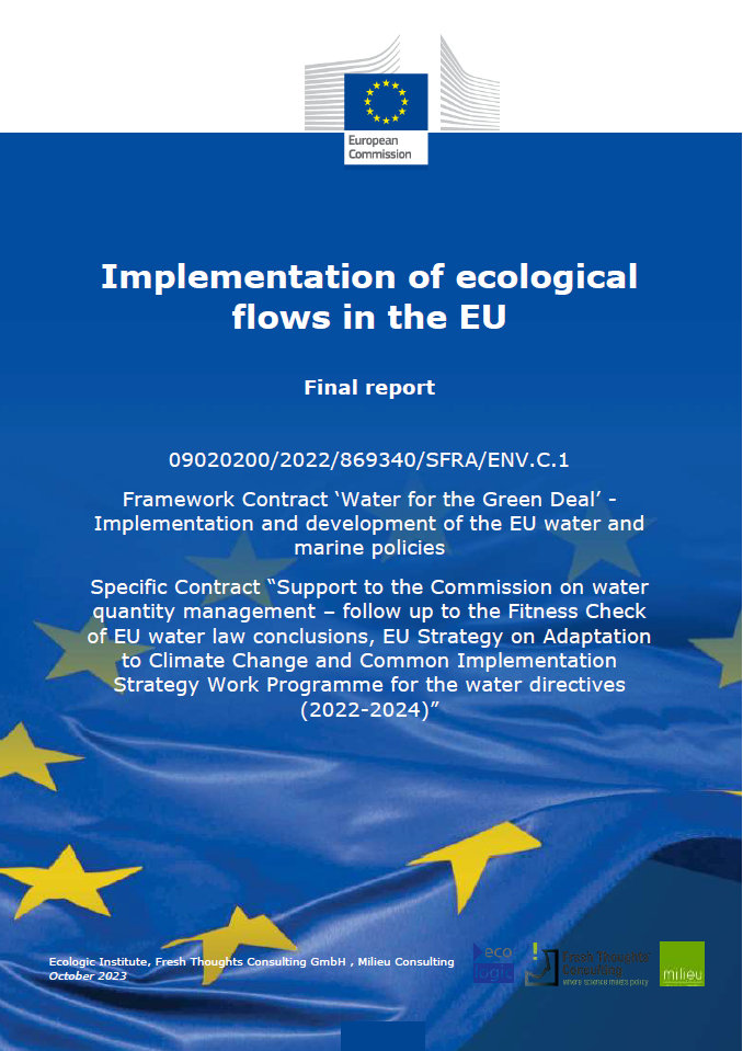 Cover of the report "Implementation of ecological flows in the EU" for the European Commission